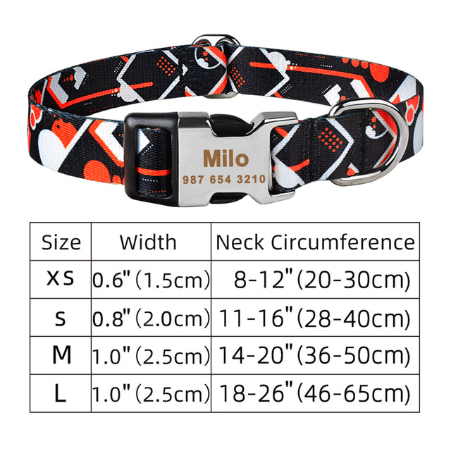 Adjustable Nylon Custom Dog Collar Free Engraved Name ID Tag